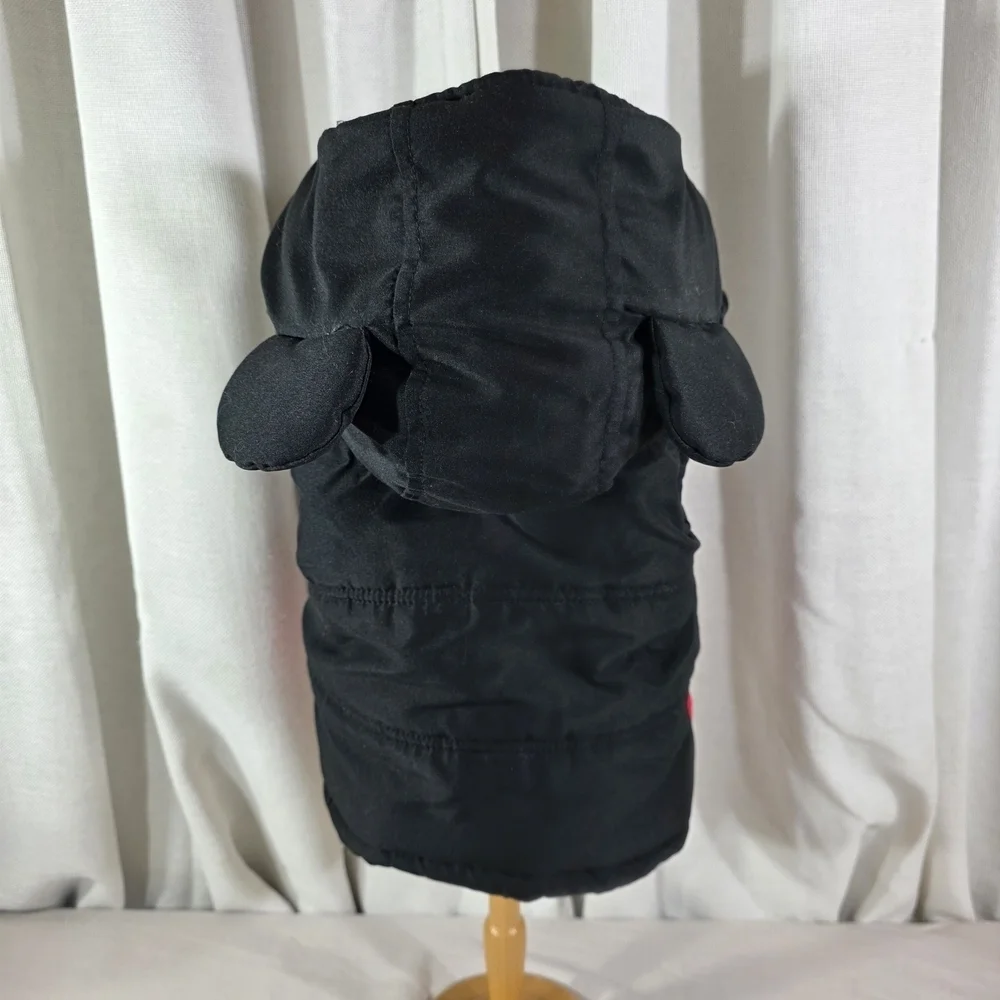 Disney Mickey Mouse Toddler Hooded Puffer Vest 3T Black Red Fleece Lined